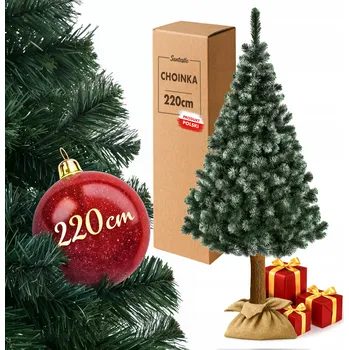 Vánoční stromek UMĚLÝ VÁNOČNÍ STROMEČEK NA KMENI 220 CM BOROVICE DIAMANTOVÁ ZASNĚŽENÁ HUSTÁ PREMIUM EKO