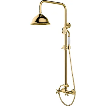 Sprchový panel Besco Be-Retro sprchový set s baterií, gold, BP-R-ZL