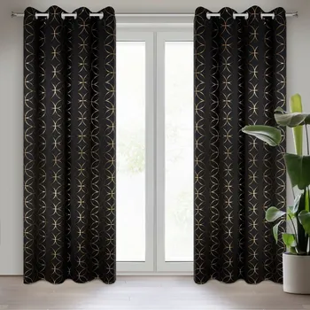 Závěs ABELLA zatemňovací se stříbrným geometrickým potiskem 135 x 250 cm