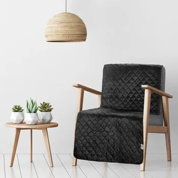 DESIGN 91 Přehoz na křeslo LUIZ 5 sametový prošívaný s geometrickým vzorem