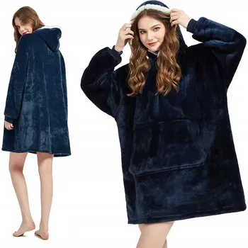 Dámská mikina TEPLÁ MIKINA KOC OVERSIZE KOŽEŠINA 2V1 TLUSTÁ XXL