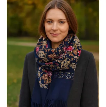 Šála Agrafka šála modrá 180 cm - dámská