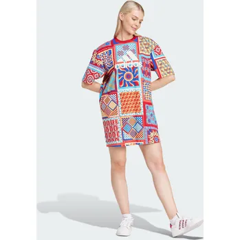 Dámské šaty ADIDAS Šaty adidas x FARM Rio Slim XS MODRÁ|ČERVENÁ