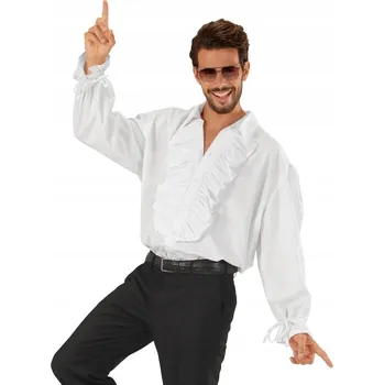 Pánská košile Pánská bílá košile s volány, styl upír/pirát, velikost XL