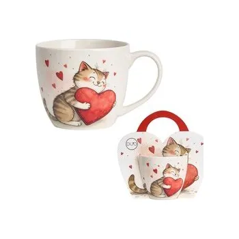 Kubek 460 ml w "koszyczku" KOT Z ZABAWKĄ