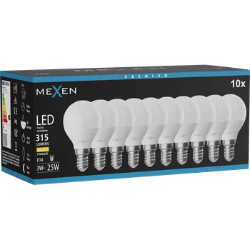 Žárovka Mexen Nova 10x LED žárovka E14, G45, 3W, Teplá - 3000K, 315 lm - L101-E14-0330-01x10 Żarówki LED
