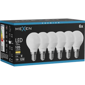 Žárovka Mexen Nova 6x LED žárovka E14, G45, 1W, Teplá - 3000K, 105 lm - L101-E14-0130-01x06 Żarówki LED