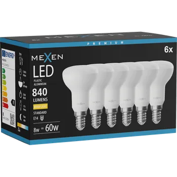 Žárovka Mexen Nova 6x LED žárovka E14, R50, 8W, Teplá - 3000K, 840 lm - L103-E14-0830-01x06 Żarówki LED