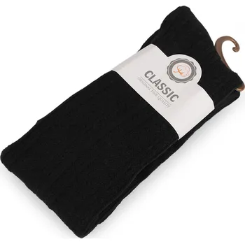 Dámské ponožky Dámské bavlněné nadkolenky vzorované, velké, 4 černá