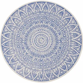 Koberec Kusový koberec Mujkoberec Original Nora 104162 Blue Creme kruh – na ven i na doma, 240x240 (průměr) kruh, modrá, chodba / předsíň, Mujkoberec Original - 1 rok na vrácení + DOPRAVA ZDARMA k Vám i zpět