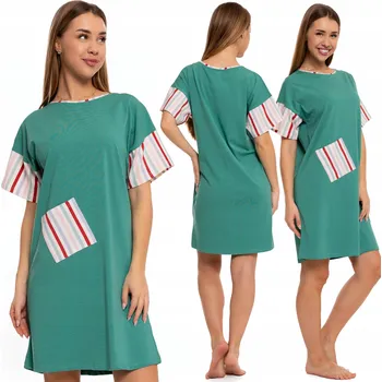 Dámské noční prádlo Košile noční Moraj bavlněná, zelená, krátký rukáv, S