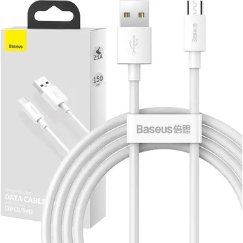 Datový kabel Sada datových kabelů Baseus Simple Wisdom USB na Micro 2,1A (2 ks/sada) 1,5 m bílá