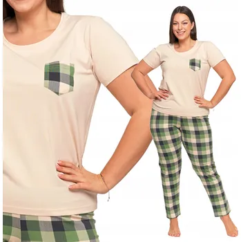 Dámské pyžamo Dámské pyžamo dvoudílné Krátký rukáv Kostkované kalhoty Pohodlné MORAJ S