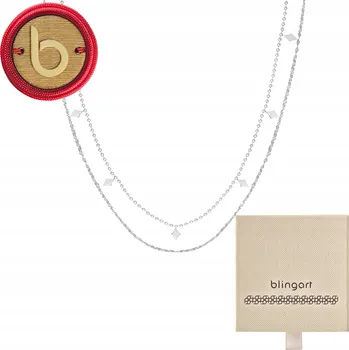 Náhrdelník Dámský dvojitý náhrdelník s přívěsky ROMBY, nastavitelný, STŘÍBRNÝ, z OCEL