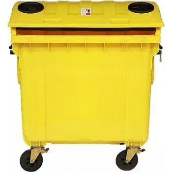 Popelnice NAODPAD Plastový kontejner 1100 l žlutý kulaté víko s vhozem