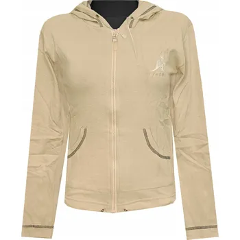 Dámská mikina Dámská Mikina s kapucí Kangol na zip, béžová a ecru, velikost S