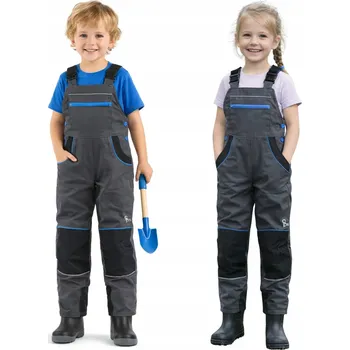 Pracovní obuv Dětské pracovní zahradní kalhoty CXS šedé, dlouhé, s kapsami a šlemi