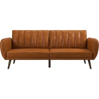 Pohovka Oranžová rozkládací pohovka z imitace kůže 207 cm Brittany - Novogratz ID_1460806