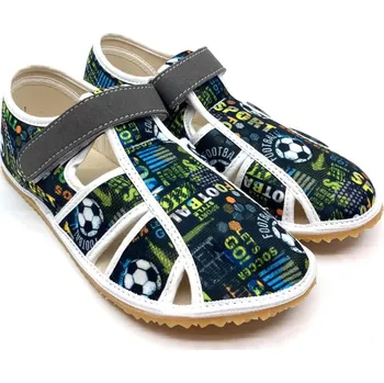 Chlapecká obuv Barefoot papuče Jonap Home New Černý fotbal 34, Vnitřní délka boty: 22,5 cm, Vnitřní šířka boty: 8,2 cm