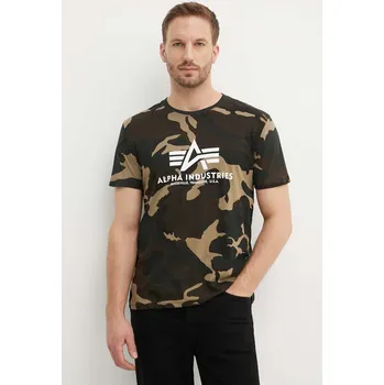 Bavlněné tričko Alpha Industries Basic T-Shirt Camo 100501C.408 zelená 97X, vel. XL