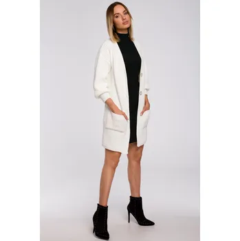 Dámský svetr MOE dámský svetr bílý volný ke kolenům velikost S/M