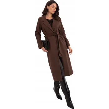 Dámský kabát Och Bella dámský kabát hnědý klasický bez kapuce velikost M