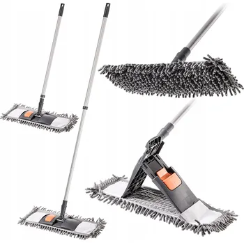 mop PLOCHÝ MOP OTOČNÝ NA MYTÍ PODLAHY NÁHRADA Z MIKROVLÁKNA TELESKOPICKÁ TYČ