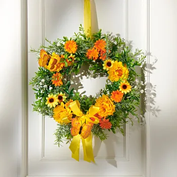 Věnec Květinový věnec s motýly Průměr 28 cm