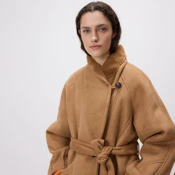 Dámský kabát Reserved - Bunda z umělého semiše - béžová - 691HD-80X - 691HD-80X-M