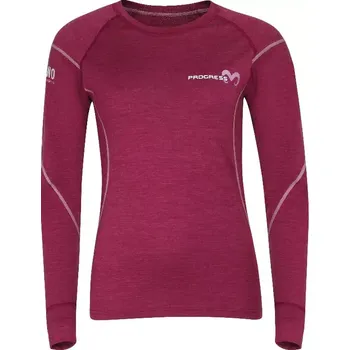 Pánské tričko PROGRESS Progress Merino 170 dámské triko dlouhý rukáv, vínový melír velikost S