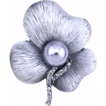 Brož Gaira Brož Květ s perlou 3866, Barva šedá