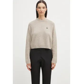Dámský svetr Svetr s příměsí vlny Fred Perry, 38, béžová, 12X