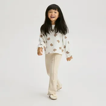 Dívčí kalhoty Reserved - Zateplené kalhoty flare - tělová - 878FF-02X - 878FF-02X-86