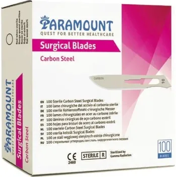 Skalpel Čepelky na skalpel Paramount 100 ks – sterilní čepelka pro chirurgii Velikost: 12