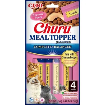 Pamlsek pro kočku Churu Cat Meal Topper tuňák s lososem 4x14 g EXPIRACE květen (21.5.2026)