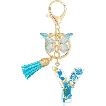 MWOOT Přívěsky na klíče s písmeny, iniciály, pryskyřičný přívěsek na klíče s písmenem Y, abecední