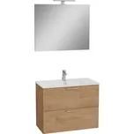 Koupelnová sestava s umyvadlem zrcadlem a osvětlením VitrA Mia 79x61x39,5 cm zlatý dub MIASET80D - MIASET80D