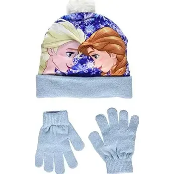 Čepice Frozen Disney, Sada čepice a rukavice, modrá