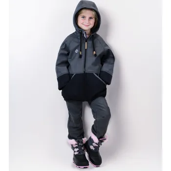 Chlapecká bunda Kocour Mourek BUNDA ZIMNÍ S BERÁNKEM šedo/černá Velikost 98/104