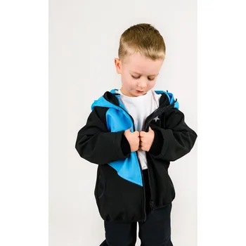 Chlapecká bunda Kocour Mourek Bunda softshellová dětská tyrkysová s černou Velikost 122/128