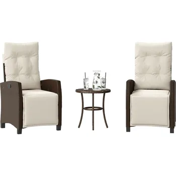 Zahradní nábytek 3dílný bistro set s poduškami hnědý polyratan