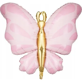 Fóliový balónek Motýl, 69x69 cm, růžový