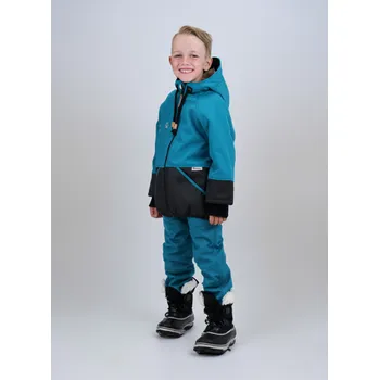 Chlapecká bunda Kocour Mourek BUNDA ZIMNÍ S BERÁNKEM petrolejovo/černá Velikost 122/128