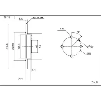 Brzdový kotouč Brzdový kotouč HART 214 136