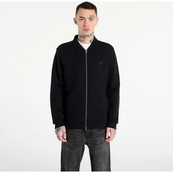 Pánské oblečení Mikina FRED PERRY Zip Through Collared Sweatshirt Black L