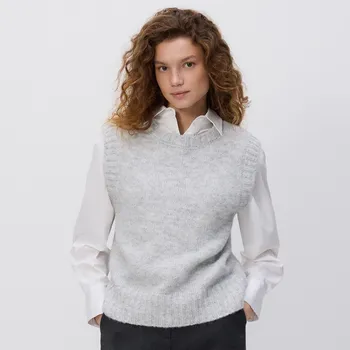 Dámský svetr Reserved - Vesta s příměsí vlny - světle šedá - 234GP-09M - 234GP-09M-L