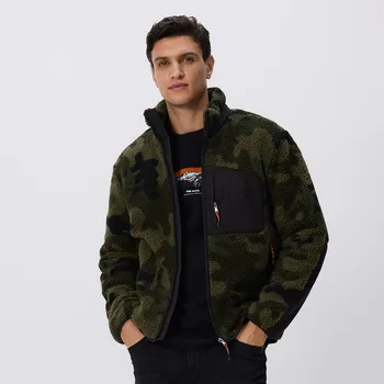 Dámský kabát Reserved - Šerpa bunda se stojáčkem - zelená - 879FS-87P - 879FS-87P-XL