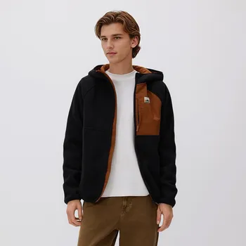 Pánská mikina Reserved - Polarová mikina s kapucí - černý - 7490H-99X - 7490H-99X-XL