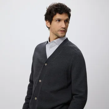 Pánský svetr Reserved - Zapínací kardigan - šedá - 681HT-80M - 681HT-80M-S