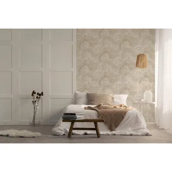 Tapeta BÉŽOVÁ VINYLOVÁ TAPETA NA VLIESU, OZDOBNÝ VZOR
